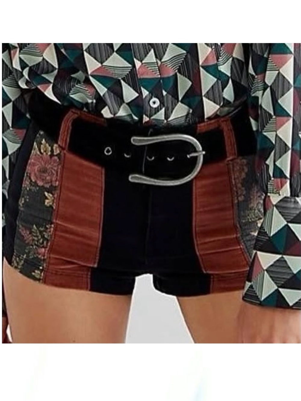 Free People Yuma Valley Patchwork Hot Shorts Size 24 NWT